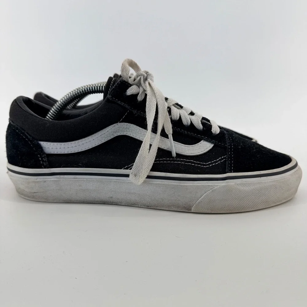 Vans Old Skool Classic Skate Shoes‎ Low Top Black White Suede Canvas Mens 8.5